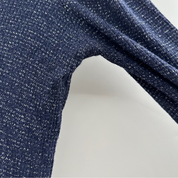 Rachel Pally Ada Navy Blue Metallic Rib Long Sleeve Mock Neck Sweater Sz M - Picture 10 of 14